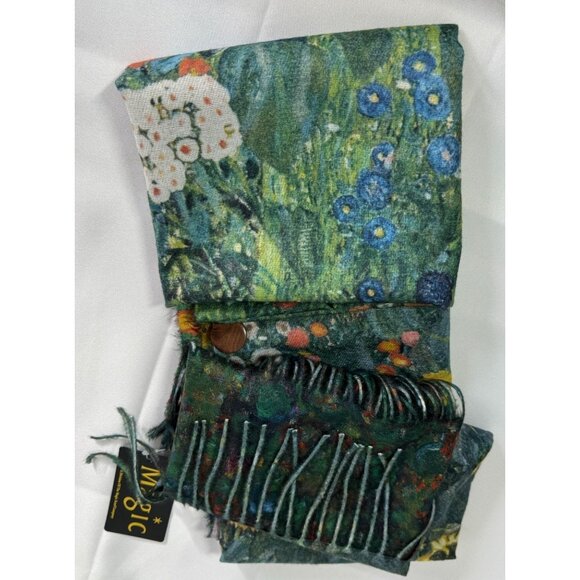 NWT The Magic Scraf Company Green Sunflower Floral Scraf OS Art to Wear Printed - Picture 3 of 9